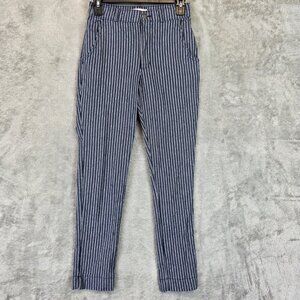 Hollister Pants Womens XS Blue White Striped Ultra High Rise Tapered Casual
